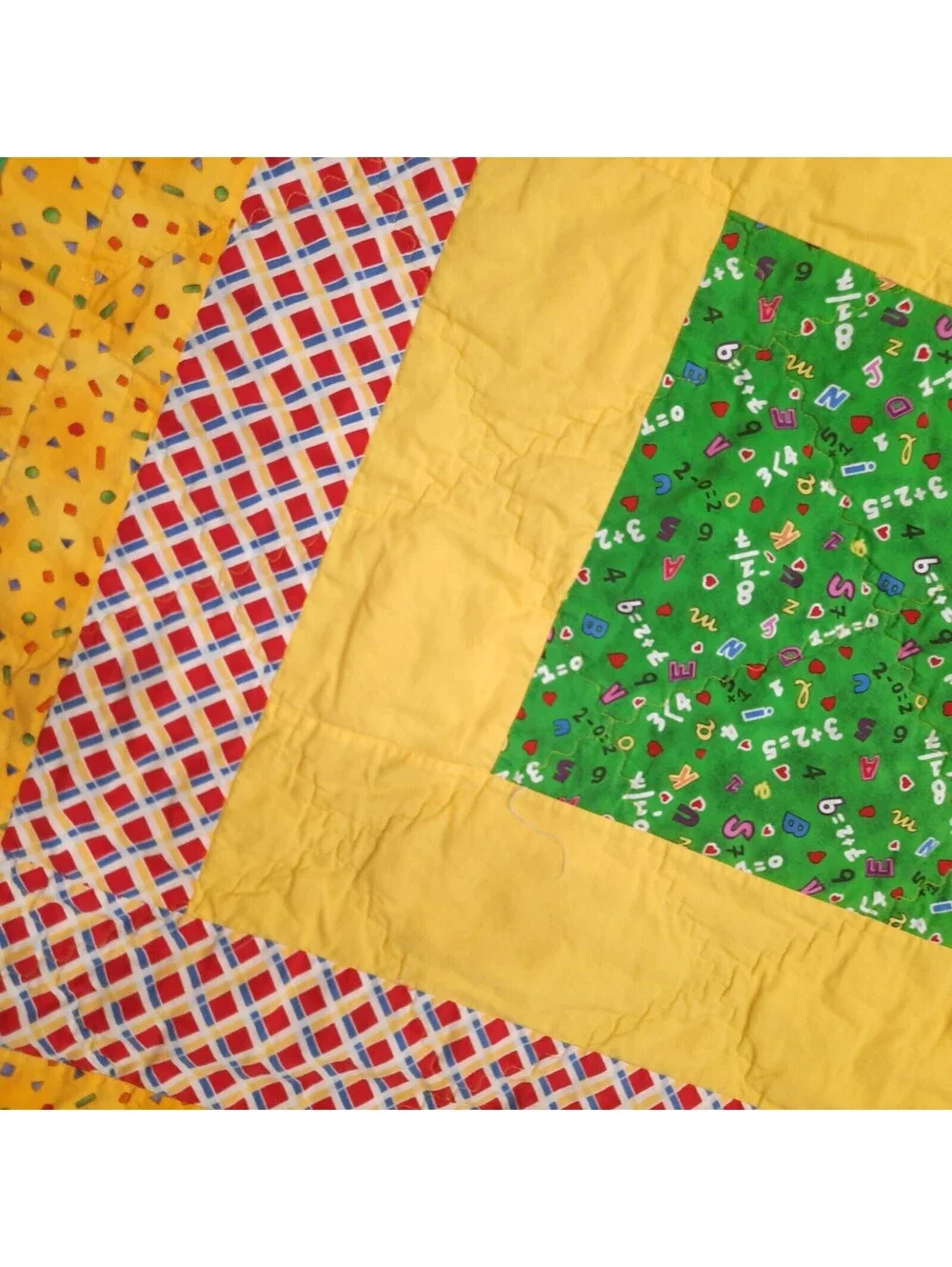 Vintage Patchwork Kids baby Quilt Handmade Nursery Bedding Primary bright colors